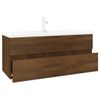 Mueble De Baño Con Lavabo Madera Contrachapada Marrón Roble Vidaxl