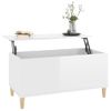 Mesa De Centro Madera Contrachapada Blanco Brillo 90x44,5x45 Cm Vidaxl