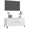 Mueble De Tv Madera Contrachapada Blanco Brillo 102x44,5x50 Cm Vidaxl