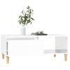 Mesa De Centro Madera Contrachapada Blanco Brillo 90x50x36,5 Cm Vidaxl