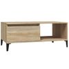 Mesa De Centro Madera Contrachapada Roble Sonoma 90x50x36,5 Cm Vidaxl