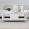 Mesa De Centro Madera Contrachapada Blanco Brillo 90x50x36,5 Cm Vidaxl