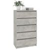 Cajonera De Madera Contrachapada Gris Hormigón 60x36x103 Cm Vidaxl