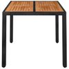 Mesa De Jardín Superficie De Madera Ratán Pe Negro 90x90x75 Cm Vidaxl