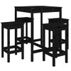 Set De Mesa Y Taburetes Altos Jardín 5 Piezas Madera Pino Negro Vidaxl