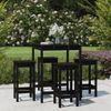 Set De Mesa Y Taburetes Altos Jardín 5 Piezas Madera Pino Negro Vidaxl