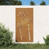 Adorno De Pared De Jardín Acero Corten Diseño Flores 105x55 Cm Vidaxl