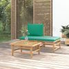 Set De Muebles De Jardín 3 Piezas Bambú Con Cojines Verde Vidaxl