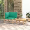 Set De Muebles De Jardín 2 Piezas Bambú Con Cojines Verde Vidaxl