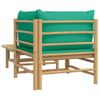 Set De Muebles De Jardín 2 Piezas Bambú Con Cojines Verde Vidaxl