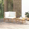 Set De Muebles De Jardín 2 Piezas Bambú Y Cojines Blanco Crema Vidaxl