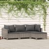 Set De Muebles De Jardín 4 Pzas Y Cojines Ratán Sintético Gris Vidaxl