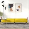 Sofá Cama Con Portavasos Terciopelo Amarillo Vidaxl