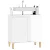 Armario De Lavabo Madera Contrachapada Blanco Brillo 58x33x60cm Vidaxl