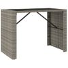 Mesa Alta Bar Con Superficie Vidrio Ratán Pe Gris 145x80x110 Cm Vidaxl