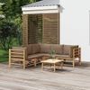 Set De Muebles De Jardín 6 Piezas Bambú Con Cojines Gris Taupé Vidaxl