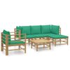 Set De Muebles De Jardín 6 Piezas Bambú Con Cojines Verde Vidaxl