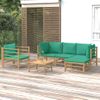 Set De Muebles De Jardín 6 Piezas Bambú Con Cojines Verde Vidaxl