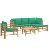 Set De Muebles De Jardín 6 Piezas Bambú Con Cojines Verde Vidaxl