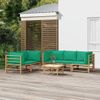 Set De Muebles De Jardín 6 Piezas Bambú Con Cojines Verde Vidaxl