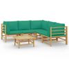 Set De Muebles De Jardín 6 Piezas Bambú Con Cojines Verde Vidaxl