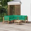 Set De Muebles De Jardín 6 Piezas Bambú Con Cojines Verde Vidaxl