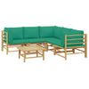 Set De Muebles De Jardín 6 Piezas Bambú Con Cojines Verde Vidaxl