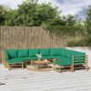 Set De Muebles De Jardín 11 Piezas Bambú Con Cojines Verde Vidaxl