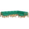 Set De Muebles De Jardín 11 Piezas Bambú Con Cojines Verde Vidaxl