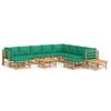 Set De Muebles De Jardín 12 Piezas Bambú Con Cojines Verde Vidaxl