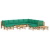 Set De Muebles De Jardín 12 Piezas Bambú Con Cojines Verde Vidaxl