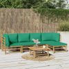 Set De Muebles De Jardín 6 Piezas Bambú Con Cojines Verde Vidaxl