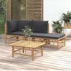 Set De Muebles De Jardín 4 Piezas Bambú Con Cojines Gris Oscuro Vidaxl