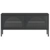 Mueble De Tv Vidrio Y Acero Negro 105x35x50 Cm Vidaxl