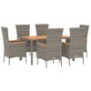 Set Comedor Jardín 7 Pzas Y Cojines Ratán Sintético Gris Vidaxl