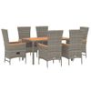 Set Comedor Jardín 7 Pzas Y Cojines Ratán Sintético Gris Vidaxl