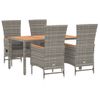 Set Comedor De Jardín 5 Piezas Con Cojines Ratán Sintético Gris Vidaxl