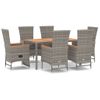 Set Comedor Jardín 7 Pzas Y Cojines Ratán Sintético Gris Vidaxl