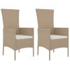 Set Comedor De Jardín 3 Pzas Con Cojines Ratán Sintético Beige Vidaxl