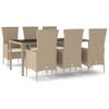 Set Comedor De Jardín 7 Pzas Con Cojines Ratán Sintético Beige Vidaxl