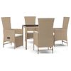 Set Comedor De Jardín 5 Pzas Con Cojines Ratán Sintético Beige Vidaxl