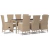 Set Comedor De Jardín 9 Pzas Con Cojines Ratán Sintético Beige Vidaxl