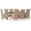 Set Comedor De Jardín 9 Pzas Con Cojines Ratán Sintético Beige Vidaxl