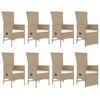 Set Comedor De Jardín 9 Pzas Con Cojines Ratán Sintético Beige Vidaxl