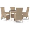 Set Comedor De Jardín 5 Pzas Con Cojines Ratán Sintético Beige Vidaxl