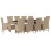 Set Comedor De Jardín 11 Pzas Con Cojines Ratán Sintético Beige Vidaxl