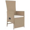 Set Comedor De Jardín 11 Pzas Con Cojines Ratán Sintético Beige Vidaxl