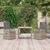 Set Comedor De Jardín 3 Piezas Con Cojines Ratán Sintético Gris Vidaxl