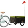 Remolque Para Bicicleta Hierro Negro Y Verde 45 Kg Vidaxl