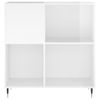 Mueble Discos Madera Contrachapada Blanco Brillo 84,5x38x89 Cm Vidaxl